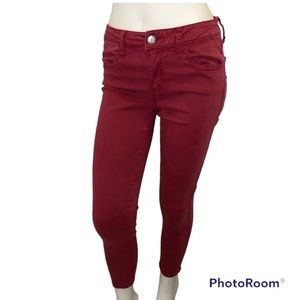 American Eagle Deep Red Crop Super Stretch Sateen Jeggings Pants - Size 8
